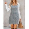 imageCUPSHE Women Corduroy Fall Dresses Front Bib Pocket Square Neck Wide Strap Casual Overall Mini DressBlue Plaid