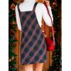 imageCUPSHE Women Corduroy Fall Dresses Front Bib Pocket Square Neck Wide Strap Casual Overall Mini DressRed Plaid