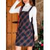 imageCUPSHE Women Corduroy Fall Dresses Front Bib Pocket Square Neck Wide Strap Casual Overall Mini DressRed Plaid