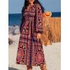 imageCUPSHE Women Fall Dresses Floral Long Sleeve V Neck Casual A Line Long Flowy Boho Smocked Maxi DressBlack