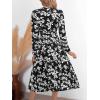 imageCUPSHE Women Fall Dresses Floral V Neck Tie Front Long Sleeve Flowy Casual Wrap Maxi DressBlack