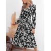 imageCUPSHE Women Fall Dresses Floral V Neck Tie Front Long Sleeve Flowy Casual Wrap Maxi DressBlack
