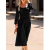 imageCUPSHE Women Fall Dresses Long Sleeve Square Neck Tie Front Elastic High Waist A Line Wedding Guest Maxi DressBlack