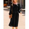 imageCUPSHE Women Fall Dresses Long Sleeve Square Neck Tie Front Elastic High Waist A Line Wedding Guest Maxi DressBlack