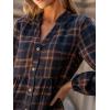 imageCUPSHE Women Fall Dresses Plaid Ruffle Hem V Neck Long Sleeve Button Holiday Tunic Mini DressNavy
