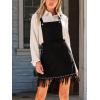 imageCUPSHE Women Fall Overall Bib Tassel Dresses Faux Western Pinafore Suspender Fringe Studs Mini Dress with PocketsBlack