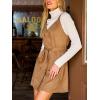 imageCUPSHE Women Fall Overall Dresses Faux Suede V Neck Button Down Belted Tie Pinafore Mini DressBrown