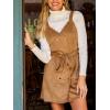imageCUPSHE Women Fall Overall Dresses Faux Suede V Neck Button Down Belted Tie Pinafore Mini DressBrown