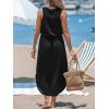 imageCUPSHE Women Knit Summer Dress Cover Up Crew Neck Elastic Waist Side Slit Midi Casual Sundress Beach Cover Up DressesBlack Waffle
