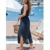 imageCUPSHE Women Knit Summer Dress Cover Up Crew Neck Elastic Waist Side Slit Midi Casual Sundress Beach Cover Up DressesNavy Blue