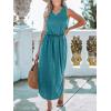 imageCUPSHE Women Knit Summer Dress Cover Up Crew Neck Elastic Waist Side Slit Midi Casual Sundress Beach Cover Up DressesTeal