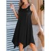 imageCUPSHE Womens Casual Cami Dress Scoop Neck Sleeveless Flowy Midi Dresses Handkerchief Hem with Cutout StrapsBlack