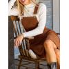 imageCUPSHE Womens Corduroy Fall Overall Dress Square Neck Adjustable Straps Ruffle Hem Casual Pinafore Mini DressBrown