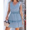 imageCUPSHE Womens Denim Dress Sleeveless Casual Mini Summer Jean Dresses V Neck Smocked Waist Flowy SundressBlue