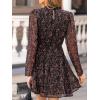 imageCUPSHE Womens Fall Dresses Floral Chiffon Mock Neck Long Sleeves A Line Flowy Mini DressBlack Floral