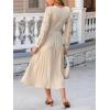 imageCUPSHE Womens Fall Long Lace Sleeve Knit Maxi Dress Wrap V Neck Button Flare A Line Ribbed Sweater Long DressesBeige