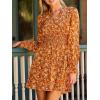 imageCUPSHE Womens Floral Fall Mini Dress Boho V Neck Ruffle Sleeves Smocked Waist A Line DressesOrange