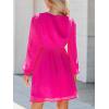 imageCUPSHE Womens Long Peasant Sleeve V Neck Fall Mini Dress Casual Elastic High Waist Chiffon Flowy A Line DressesHot Pink