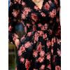 imageCUPSHE Womens Maxi Dresses V Neck Casual Floral Long Sleeve Fall Outfit Smocked Pockets Flowy Garden Party DressBlack Floral