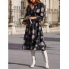 imageCUPSHE Womens Midi Fall Dresses Fashion High Neck Floral Long Sleeve Smocked Casual A Line Flowy Long Wedding Guest DressBlack Floral