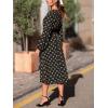imageCUPSHE Womens Midi Fall Dresses Fashion Round Neck Floral Long Sleeve Belted Casual A Line Flowy Long Wedding Guest DressBlack Floral