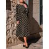 imageCUPSHE Womens Midi Fall Dresses Fashion Round Neck Floral Long Sleeve Belted Casual A Line Flowy Long Wedding Guest DressBlack Floral