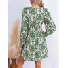 imageCUPSHE Womens Mini Dress Smocked V Neck Long Sleeve Empire Waist Casual A Line DressGreen Paisley