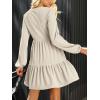 imageCUPSHE Womens Mini Fall Dresses Knit Casual Long Sleeve Crew Neck Flowy Tiered Ruffled Short Sweater DressBeige