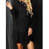 imageCUPSHE Womens Mini Fall Dresses Knit Casual Long Sleeve Crew Neck Flowy Tiered Ruffled Short Sweater DressBlack