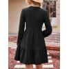 imageCUPSHE Womens Mini Fall Dresses Knit Casual Long Sleeve Crew Neck Flowy Tiered Ruffled Short Sweater DressBlack