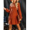 imageCUPSHE Womens Mini Fall Dresses Knit Casual Long Sleeve Crew Neck Flowy Tiered Ruffled Short Sweater DressBurnt Orange