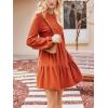 imageCUPSHE Womens Mini Fall Dresses Knit Casual Long Sleeve Crew Neck Flowy Tiered Ruffled Short Sweater DressBurnt Orange