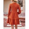 imageCUPSHE Womens Mini Fall Dresses Knit Casual Long Sleeve Crew Neck Flowy Tiered Ruffled Short Sweater DressBurnt Orange