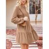 imageCUPSHE Womens Mini Fall Dresses Knit Casual Long Sleeve Crew Neck Flowy Tiered Ruffled Short Sweater DressCamel