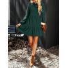 imageCUPSHE Womens Mini Fall Dresses Knit Casual Long Sleeve Crew Neck Flowy Tiered Ruffled Short Sweater DressGreen