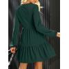 imageCUPSHE Womens Mini Fall Dresses Knit Casual Long Sleeve Crew Neck Flowy Tiered Ruffled Short Sweater DressGreen