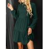 imageCUPSHE Womens Mini Fall Dresses Knit Casual Long Sleeve Crew Neck Flowy Tiered Ruffled Short Sweater DressGreen