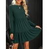 imageCUPSHE Womens Mini Fall Dresses Knit Casual Long Sleeve Crew Neck Flowy Tiered Ruffled Short Sweater DressGreen