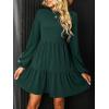 imageCUPSHE Womens Mini Fall Dresses Knit Casual Long Sleeve Crew Neck Flowy Tiered Ruffled Short Sweater DressGreen
