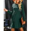 imageCUPSHE Womens Mini Fall Dresses Knit Casual Long Sleeve Crew Neck Flowy Tiered Ruffled Short Sweater DressGreen