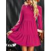 imageCUPSHE Womens Mini Fall Dresses Knit Casual Long Sleeve Crew Neck Flowy Tiered Ruffled Short Sweater DressHot Pink