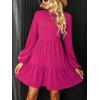imageCUPSHE Womens Mini Fall Dresses Knit Casual Long Sleeve Crew Neck Flowy Tiered Ruffled Short Sweater DressHot Pink