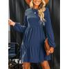 imageCUPSHE Womens Mini Fall Dresses Knit Casual Long Sleeve Crew Neck Flowy Tiered Ruffled Short Sweater DressNavy Blue