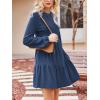 imageCUPSHE Womens Mini Fall Dresses Knit Casual Long Sleeve Crew Neck Flowy Tiered Ruffled Short Sweater DressNavy Blue