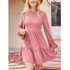 imageCUPSHE Womens Mini Fall Dresses Knit Casual Long Sleeve Crew Neck Flowy Tiered Ruffled Short Sweater DressPink