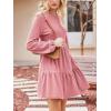 imageCUPSHE Womens Mini Fall Dresses Knit Casual Long Sleeve Crew Neck Flowy Tiered Ruffled Short Sweater DressPink