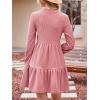 imageCUPSHE Womens Mini Fall Dresses Knit Casual Long Sleeve Crew Neck Flowy Tiered Ruffled Short Sweater DressPink