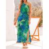 imageCUPSHE Womens One Shoulder Summer Midi Dresses Cutout Waist Vacation Dresses Split Sleeveless Floral Casual Beach SundressGreen Floral
