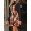 imageCUPSHE Womens Overall Dress Square Neck Plaid Sleeveless Casual Short A Line Cute Fall Mini Pinafore DressesBrown Plaid