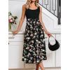 imageCUPSHE Womens Summer Dresses Floral Tie Back Backless Square Neck Elastic Waist Midi DressBlack Floral